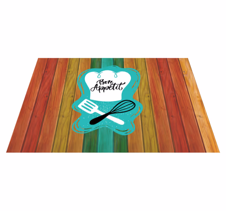 Smakelijk eten embleem vinyl tapijt zinnen en teksten - TenStickers