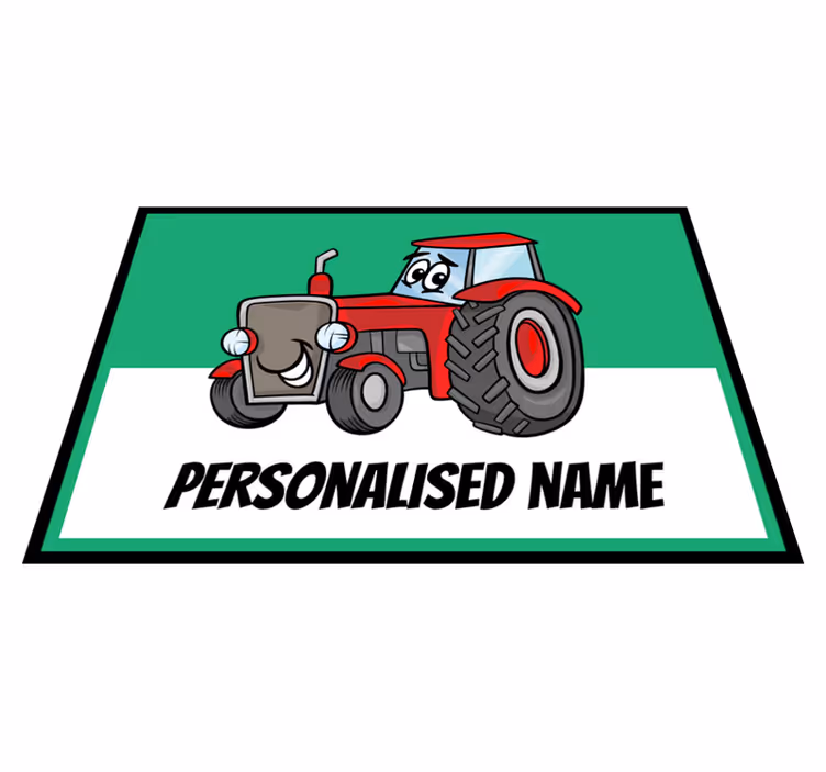 Aangepaste tractorafbeelding vinyl tapijt met naam - TenStickers