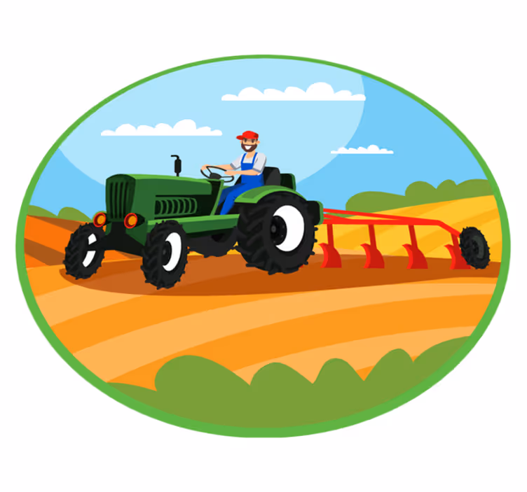 Landbouwtractor scène vinyl tapijt kind - TenStickers
