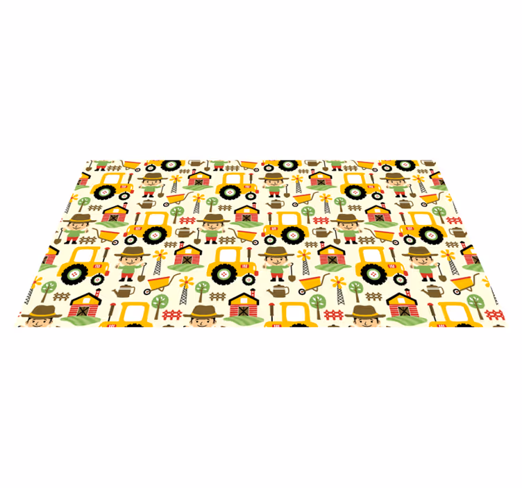 Kinderboerderij patroon vinyl tapijt kind - TenStickers