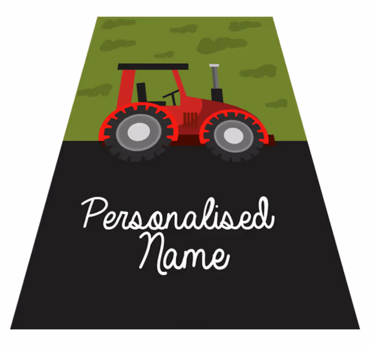 Op maat gemaakte tractor vinyl tapijt met naam - TenStickers