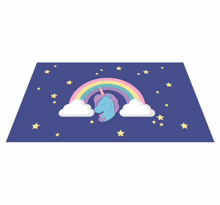 Eenhoorn regenboog grafische vinyl tapijt kind - TenStickers