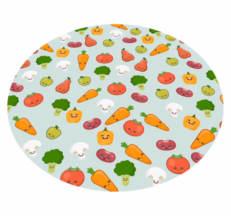 Vrolijk vegetarisch patroon vinyl tapijt baby - TenStickers