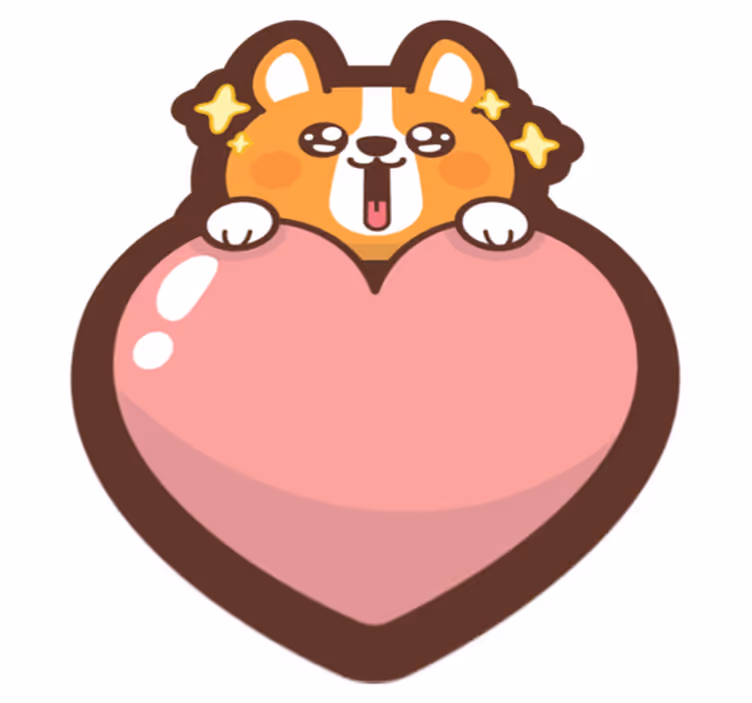 Corgi hart illustratie vinyl tapijt voor meer kinderen - TenStickers