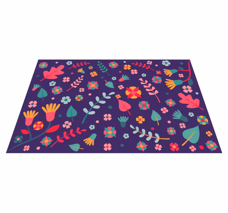 Bloemenkleur explosie vinyl tapijt bloemen en planten - TenStickers