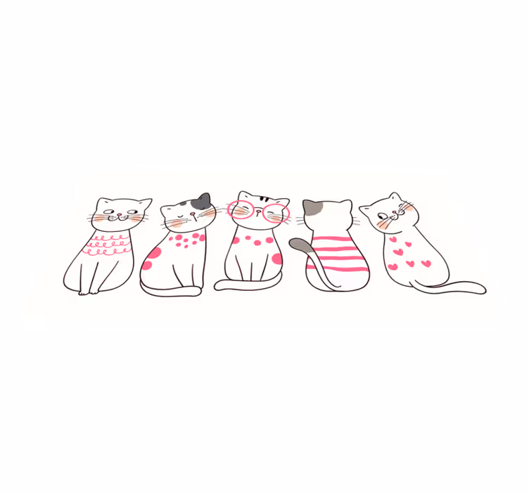 Speelse kattenillustraties vinyl tapijt voor meer kinderen - TenStickers