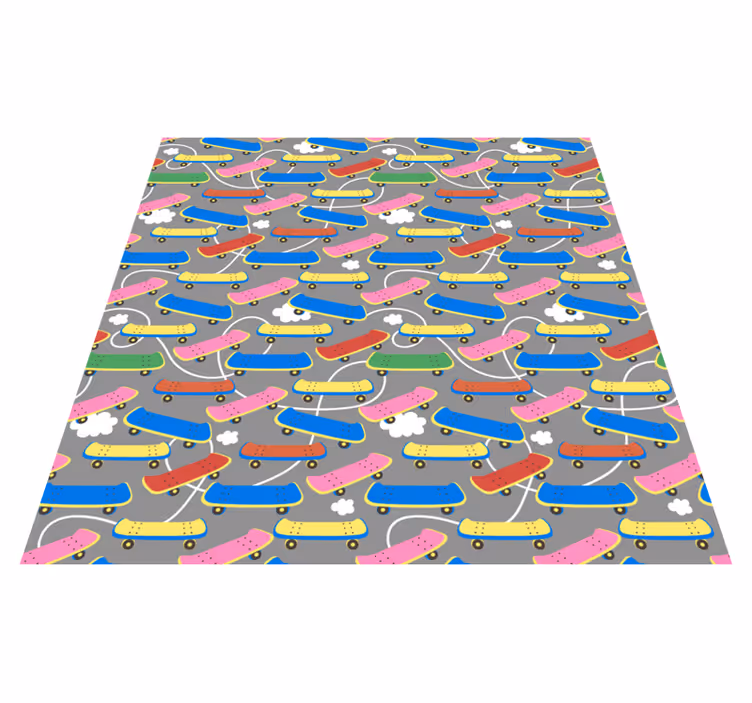 Skateboardpatroon vinyl tapijt voor meer kinderen - TenStickers