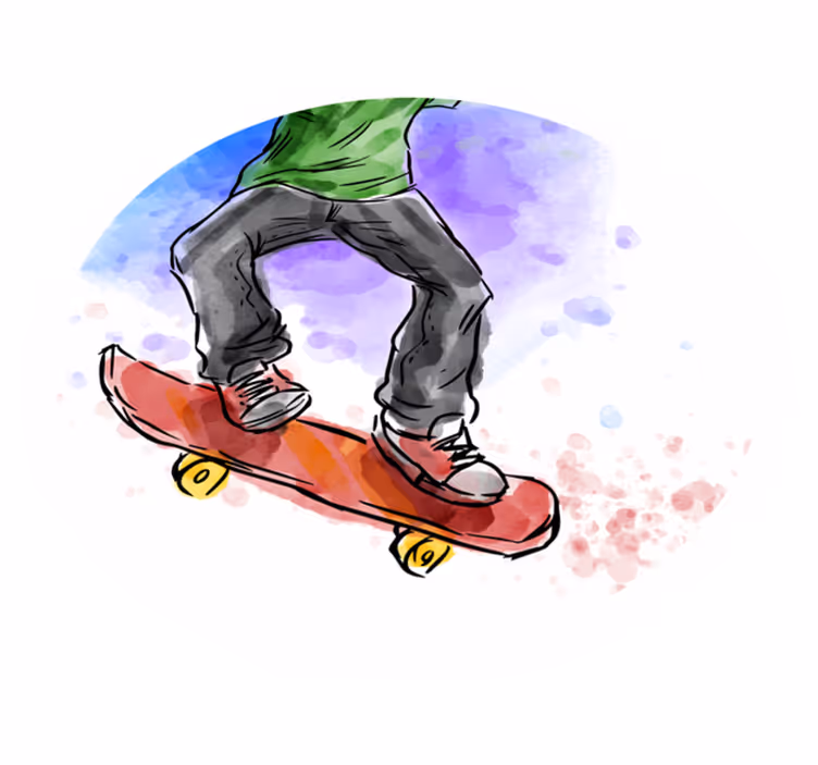 Skateboardillustratie vinyl tapijt voor meer kinderen - TenStickers