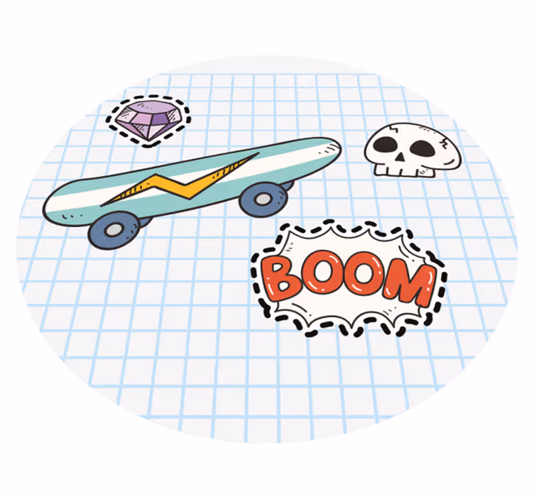 Skateboard strip illustratie vinyl tapijt voor meer kinderen - TenStickers