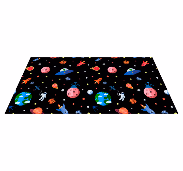 Ruimte avontuur print vinyl tapijt voor meer kinderen - TenStickers