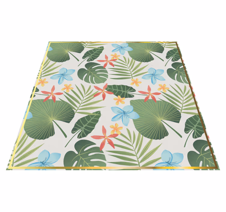 Tropisch bloemmotief vinyl tapijt bloemen en planten - TenStickers