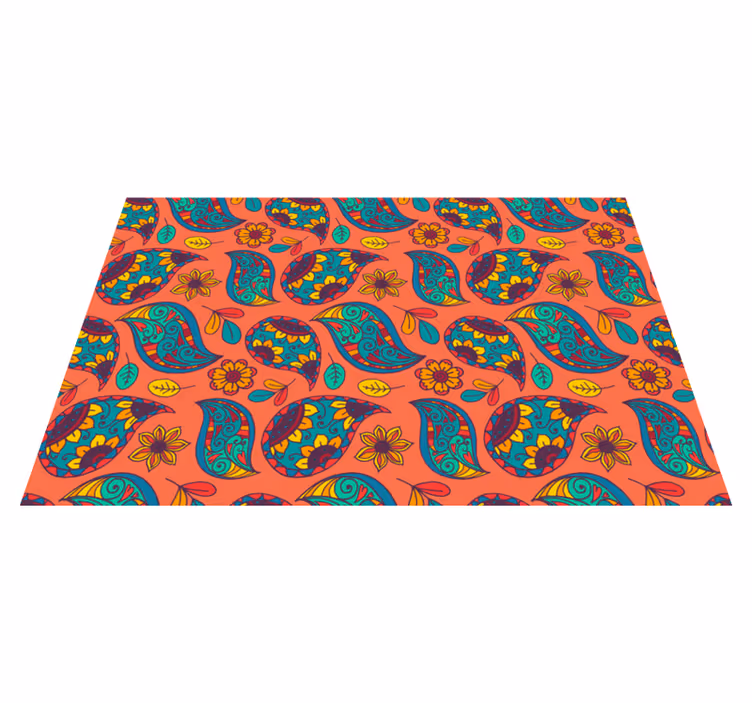 Vinyl tapijt bloemen en planten met paisley patroon - TenStickers