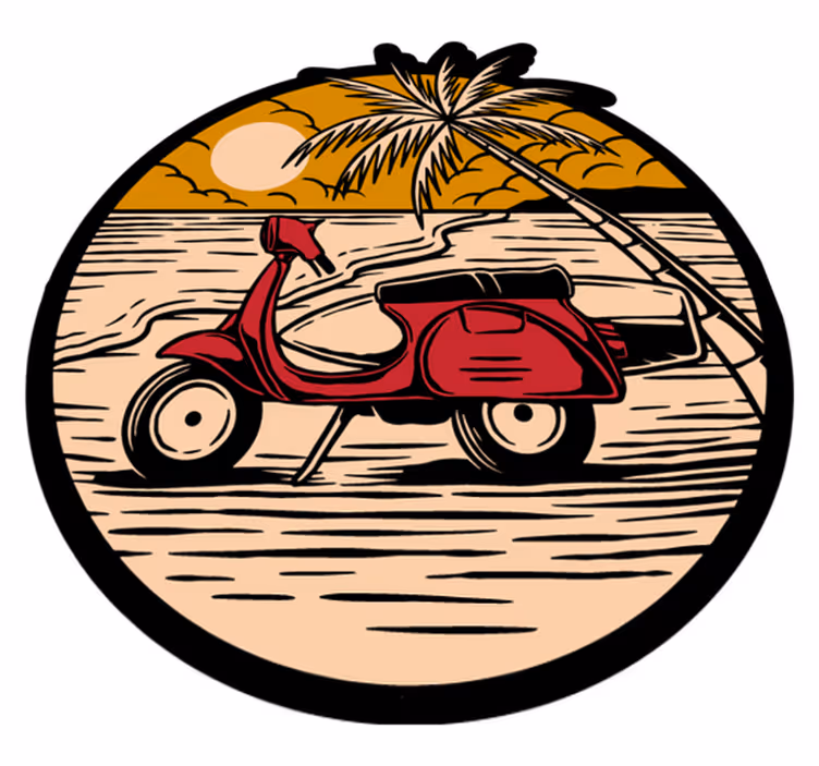 Tropische scooter scene vinyl tapijt voor meer kinderen - TenStickers