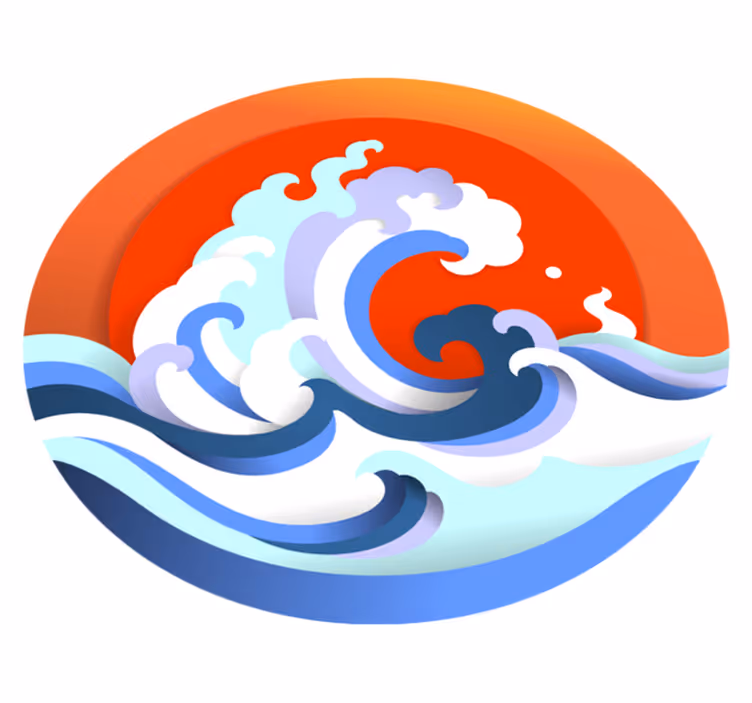 Oceanische golfcirkel vinyl tapijt natuur - TenStickers
