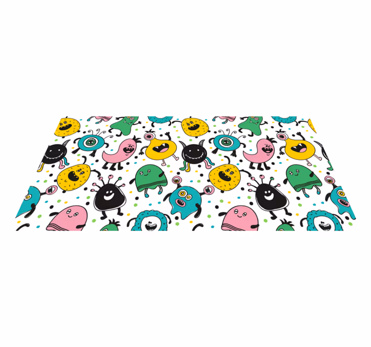 Speelse monsterillustratie vinyl tapijt voor meer kinderen - TenStickers