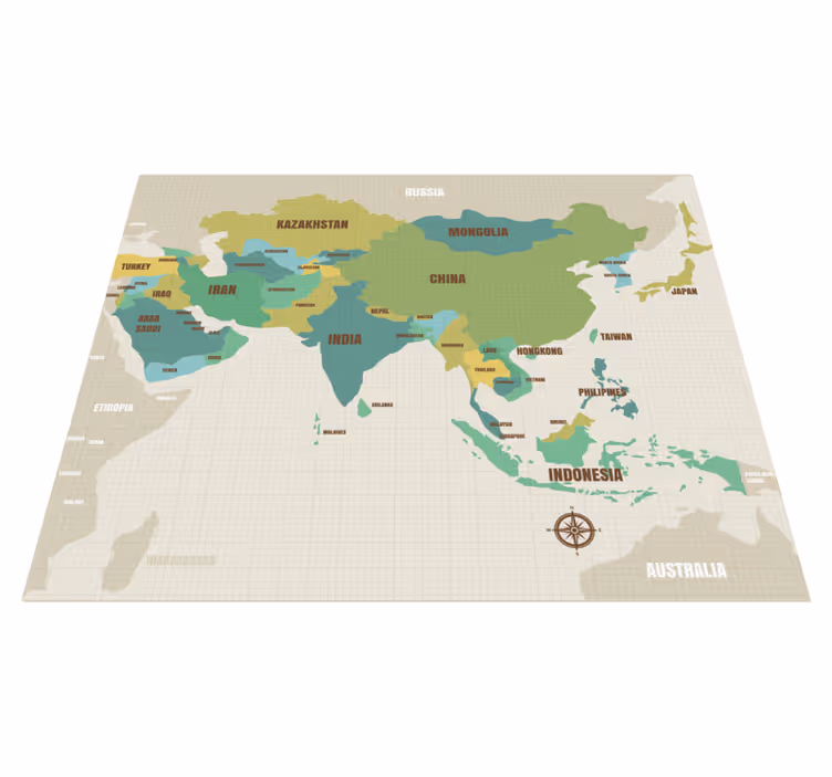 Cartografisch decor vinyl tapijt wereldkaart - TenStickers
