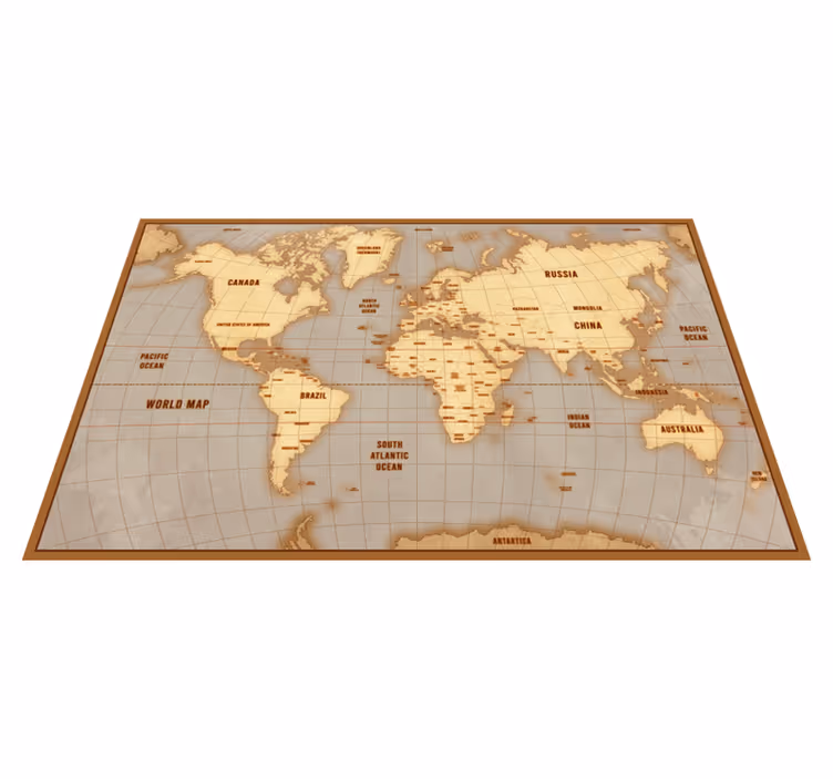 Vintage beige lay-out vinyl tapijt wereldkaart - TenStickers