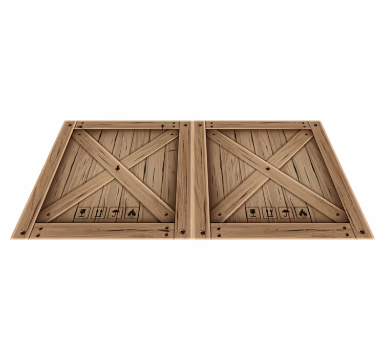 Illusie van houten kratten vinyl tapijt met houtstructuur - TenStickers