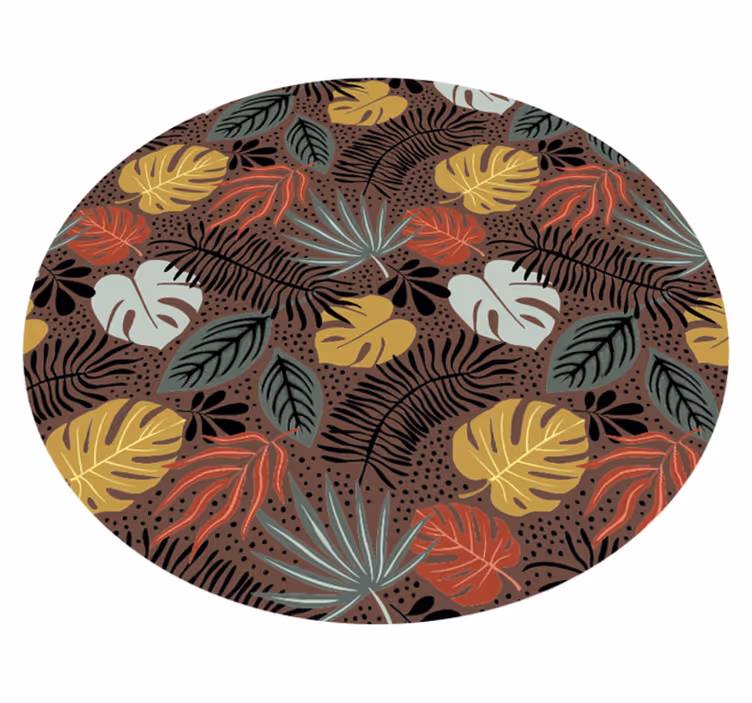 Tropische bladillustratie vinyl tapijt natuur - TenStickers