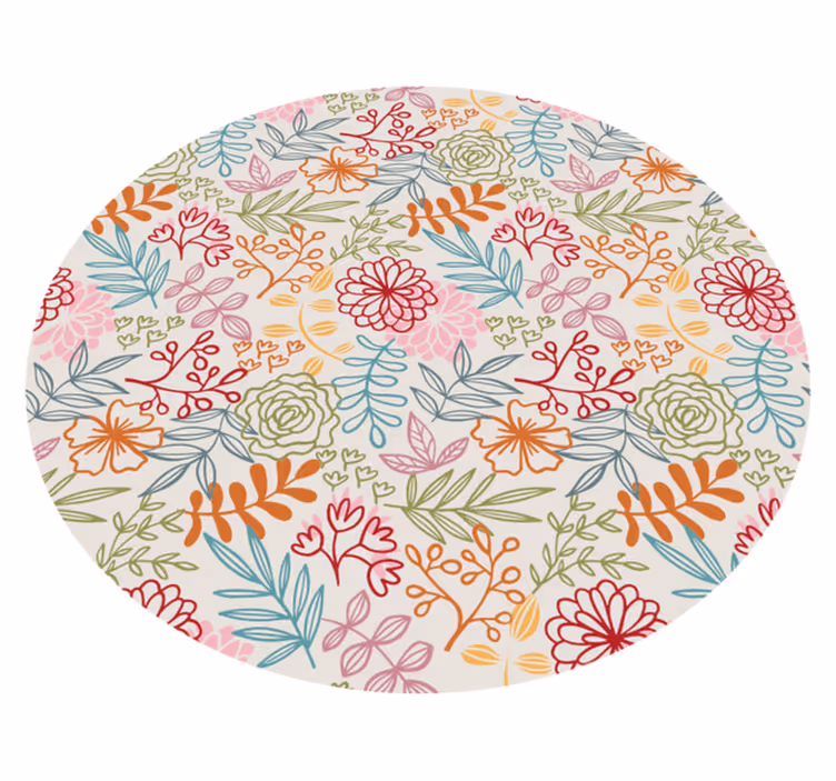 Bloemig pastelpalet vinyl tapijt bloemen en planten - TenStickers