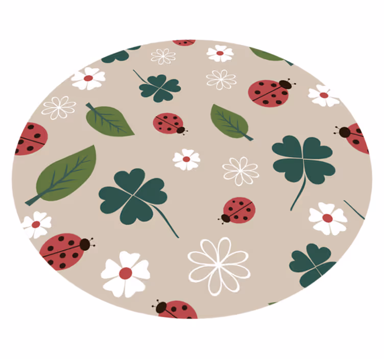 Lente lieveheersbeestjes vinyl tapijt bloemen en planten - TenStickers