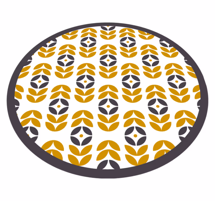 Stijlvol bladpatroon vinyl vloerkleed rond - TenStickers