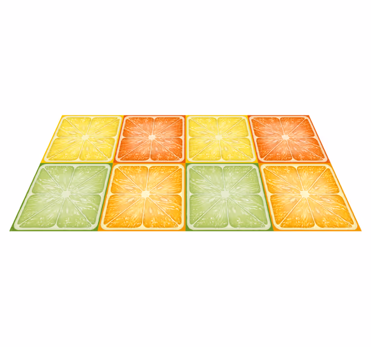 Collage van citrusschijfjes vinyl vloerkleed keuken - TenStickers