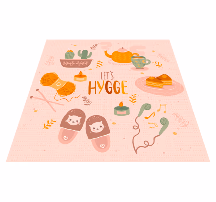Laten we hygge gezellig ontwerpen vinyl tapijt tiener - TenStickers