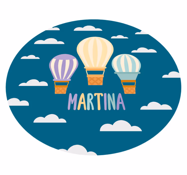 Luchtballonnen met naam vinyl tapijt voor meer kinderen - TenStickers