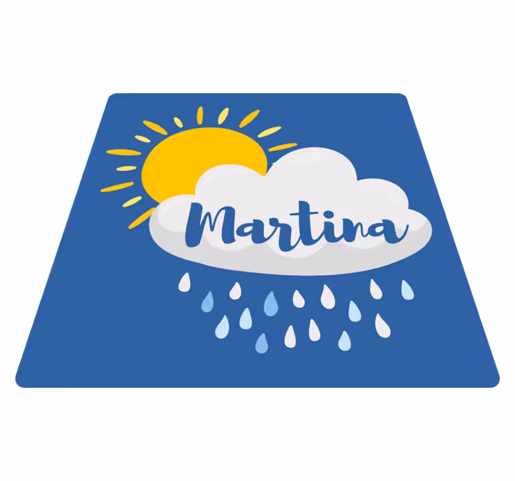 Regenachtige wolk met naam vinyl tapijt voor meer kinderen - TenStickers