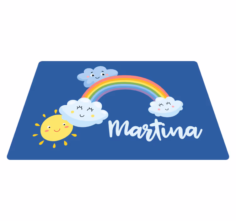 Vinyl tapijt voor meer kinderen op maat wolken met regenboog - TenStickers