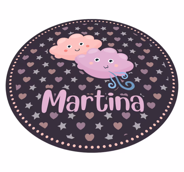 Paarse wolken met naam vinyl tapijt voor meer kinderen - TenStickers
