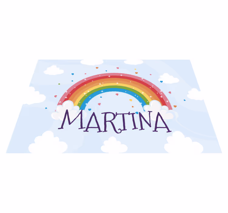 Regenboog aangepaste naam vinyl tapijt voor meer kinderen - TenStickers