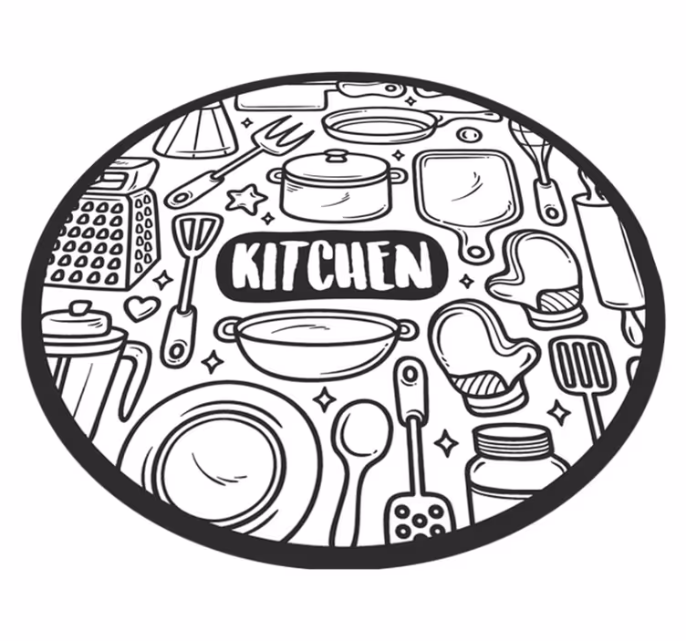 Essentiële grafische afbeeldingen vinyl vloerkleed rond - TenStickers