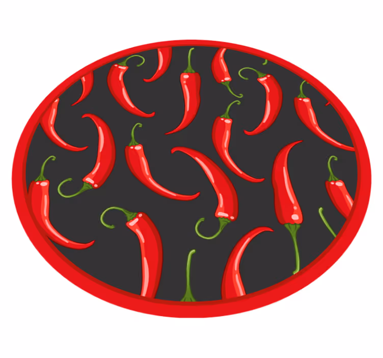 Pittige rode pepers vinyl tapijt Scandinavisch - TenStickers