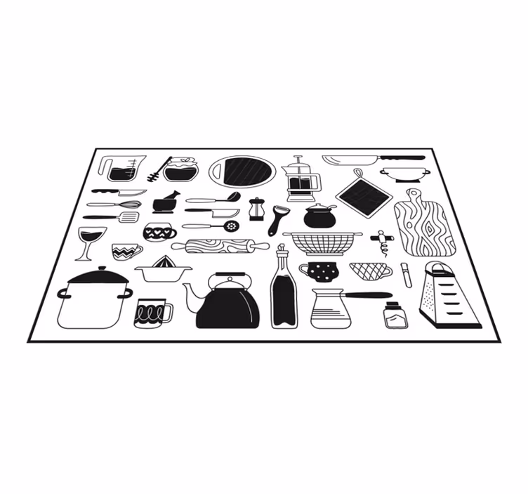 Culinaire iconencollectie vinyl vloerkleed keuken - TenStickers