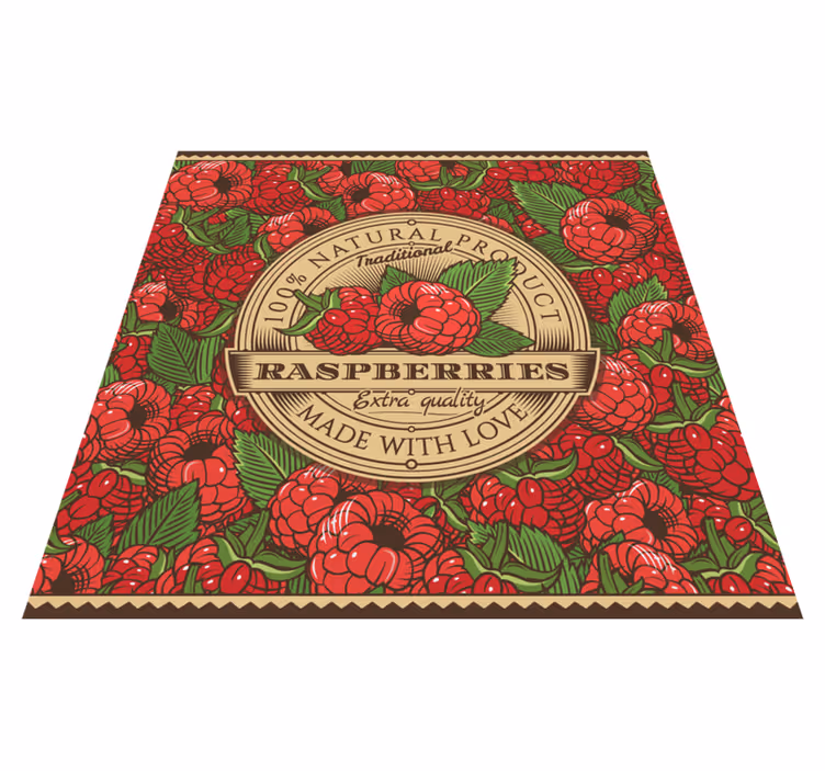 Frambozen bloemenpatroon vinyl vloerkleed keuken - TenStickers