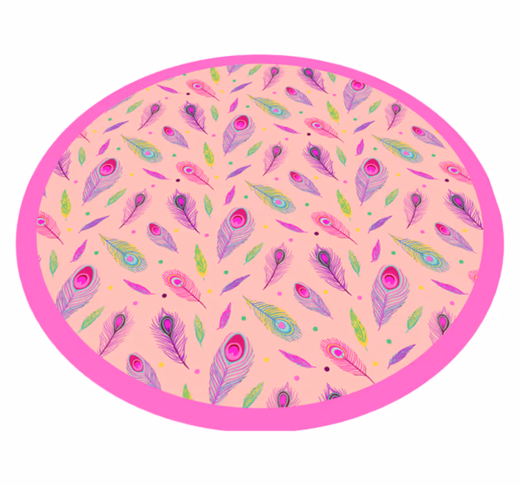 Kleurrijk verenpatroon vinyl tapijt natuur - TenStickers