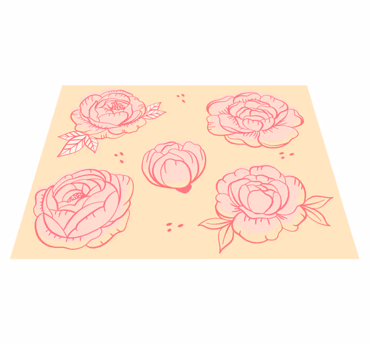 Roze bloemenmotief vinyl tapijt bloemen en planten - TenStickers