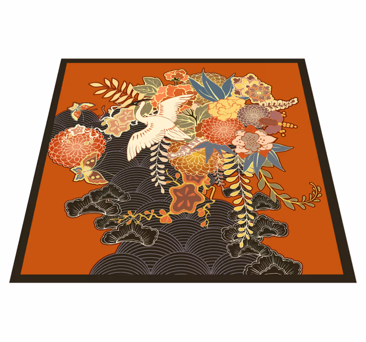 Uitgebreid botanisch element vinyl tapijt bloemen en planten - TenStickers