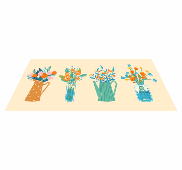 Vinyl tapijt bloemen en planten bloemstuk presentatie - TenStickers