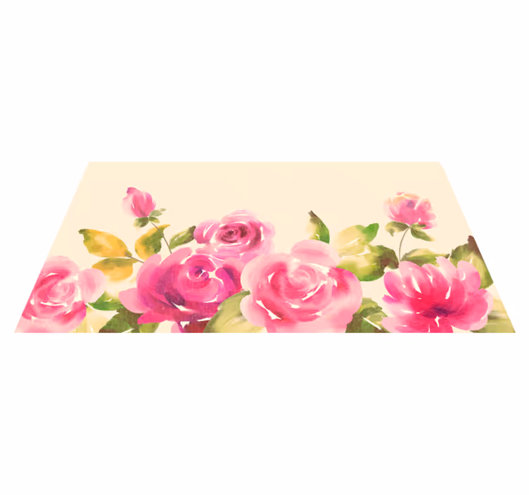 Roze bloemenontwerp vinyl tapijt bloemen en planten - TenStickers