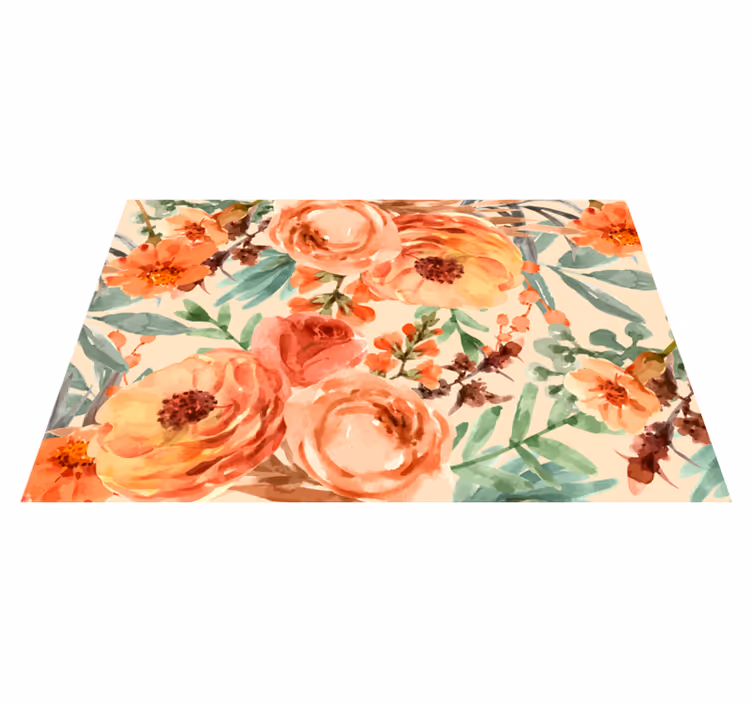 Levendige showcase natuur vinyl tapijt bloemen en planten - TenStickers