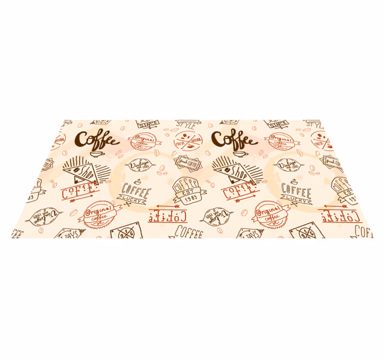 Koffie geïnspireerd patroon vinyl vloerkleed keuken - TenStickers