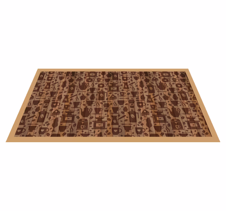 Koffiekopjes patronen vinyl vloerkleed keuken - TenStickers
