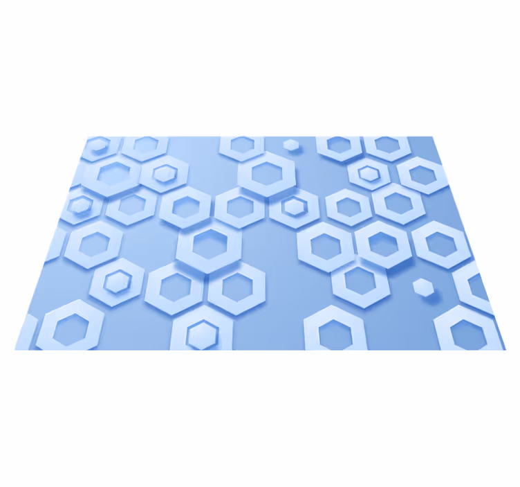 Hexagonaal blauw patroon vinyl tapijt geometrisch - TenStickers