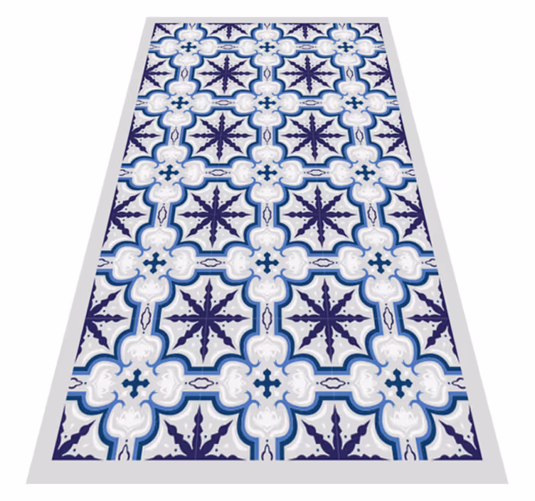 Ingewikkeld blauw patroon vinyl tapijt tegels - TenStickers