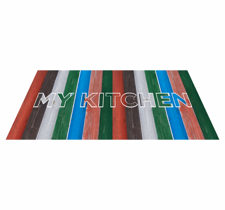 Vinyl vloerkleed keuken gestreept kleurrijk - TenStickers