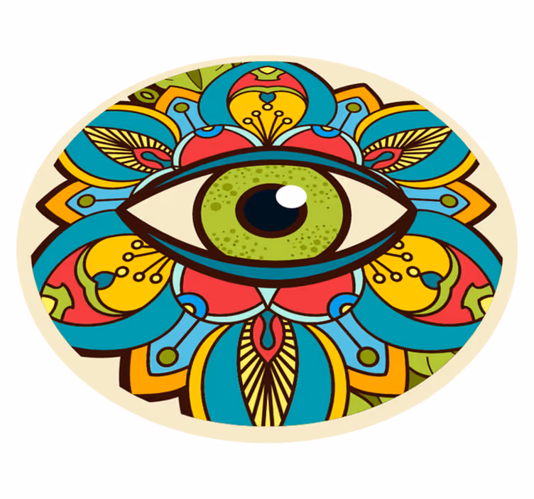 Kleurrijk oogpatroon vinyl tapijt mandala - TenStickers