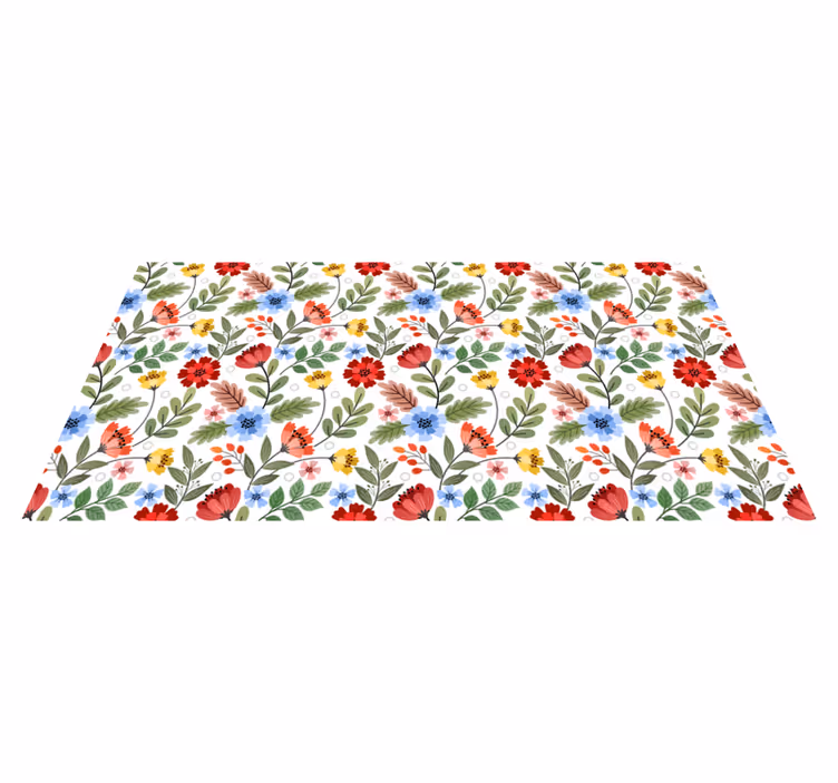 Levendig kleurrijk patroon vinyl tapijt bloemen en planten - TenStickers